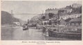 Vintage black and white photo of Bristol Docks and the Clifton Suspension Bridge 1900s