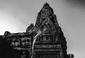 Vintage Black and White Photo of Masroor Rock-cut Temples at Masrur Hindu temples in the Kangra Royalty Free Stock Photo