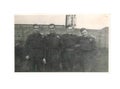 Vintage black and white photo of R.E.M.E military men in uniform at Osmaston Barracks, Derby, UK 1943 No .I.T.T.C.