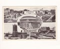 Vintage black and white postcard of Manchester 1948