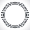 Vintage black and white round floral frame. Royalty Free Stock Photo