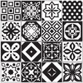 Vintage black and white traditional ceramic floor tile patterns vector collection Royalty Free Stock Photo