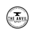 Vintage Blacksmith Iron Anvil Foundry vintage retro logo design. Royalty Free Stock Photo