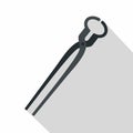 Vintage blacksmith pincers icon, flat style