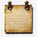 Vintage Blank Note Paper with Clips on a White Background, Perfect for Personal Messages, Reminder Notes, or Creative Royalty Free Stock Photo
