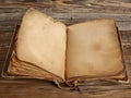 Vintage blank open notebook. Open book with blank pages. Mockup. Copy space Royalty Free Stock Photo