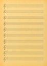 Vintage blank sheet music page. Old music paper with empty stave for writing notes. Royalty Free Stock Photo