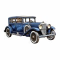 Vintage Blue Car Illustration On White Background Royalty Free Stock Photo
