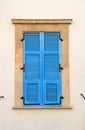 Vintage blue close window with shutters