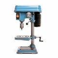 Vintage Blue Drill Press Machine On White Background Royalty Free Stock Photo