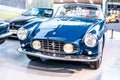 Vintage blue Ferrari 250 GT Boano 1957 glossy and shiny old classic retro car at Brussels AutoWorld Museum Exposition Royalty Free Stock Photo