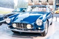 Vintage blue Ferrari 250 GT Boano 1957 glossy and shiny old classic retro car at Brussels AutoWorld Museum Exposition Royalty Free Stock Photo