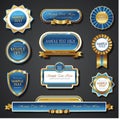 Vintage blue gold frame vector banners Royalty Free Stock Photo