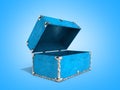 Vintage blue hand safe box 3d render on blue