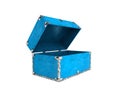 Vintage blue hand safe box 3d render on white no shadow