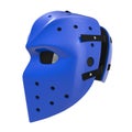 Vintage blue hockey mask on white. 3D illustration