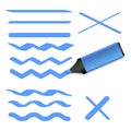 Vintage blue marker. Vector pattern. Grunge texture. Watercolor blue marker. Vector illustration. Stock image.