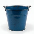 Vintage Blue Metal Bucket with Handle and Number 858 Royalty Free Stock Photo