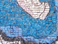 Vintage Blue mosaic background, pattern with cracks