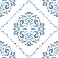 Vintage blue pastel color damask seamless pattern Royalty Free Stock Photo