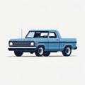 Vintage Blue Pickup Truck: Minimal Retouching Illustration