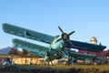 Vintage blue plane Royalty Free Stock Photo