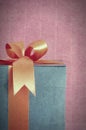 Vintage blue present with red ribbon Royalty Free Stock Photo