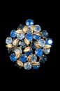 Vintage blue rhinestone brooch