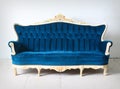 Vintage blue sofa in the room