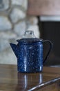 Vintage blue speckled coffee pot