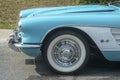 Vintage blue sport Chevrolet Corvette front detail 1958