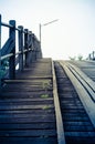 Vintage blue style an old timber bridge Royalty Free Stock Photo