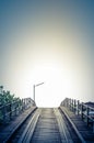 Vintage blue style an old timber bridge Royalty Free Stock Photo