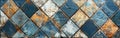 Vintage Blue and White Patchwork Tile Wall Texture Background for Design and Decor - AI Generated Banner Royalty Free Stock Photo