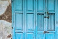 Vintage blue wood folding door