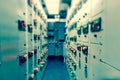 Vintage and blur tone of Electrical switchgear room,Industrial e Royalty Free Stock Photo