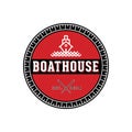 vintage boat house logo Ideas. Inspiration logo design. Template Vector Illustration. Isolated On White Background Royalty Free Stock Photo