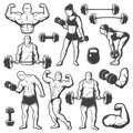 Vintage Body Building Icon Set