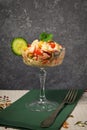 Vintage Boeuf Salad in Champagne Glass Royalty Free Stock Photo