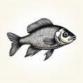 Vintage Bombacore Fish Illustration On White Background