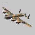 Vintage bomber vector illustartion. WW2 heavy military aircraft. Legendary retro airplane