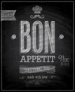 Vintage Bon Appetit Poster - Chalkboard. Royalty Free Stock Photo