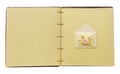 Vintage book open with envelope Royalty Free Stock Photo