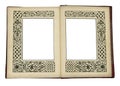 Vintage book opened, with picture frames Royalty Free Stock Photo