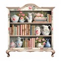 Rosedecorated Tea Cupboard: Realistic Rendering With Chic Illustrations