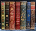 Vintage books with decorated leather covers