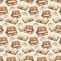 Vintage books illustration. Seamless pattern