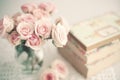 Vintage books and roses Royalty Free Stock Photo