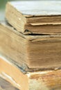 Vintage books, vertical close-up background