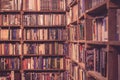 Vintage bookshelves texture in the bookshop Royalty Free Stock Photo